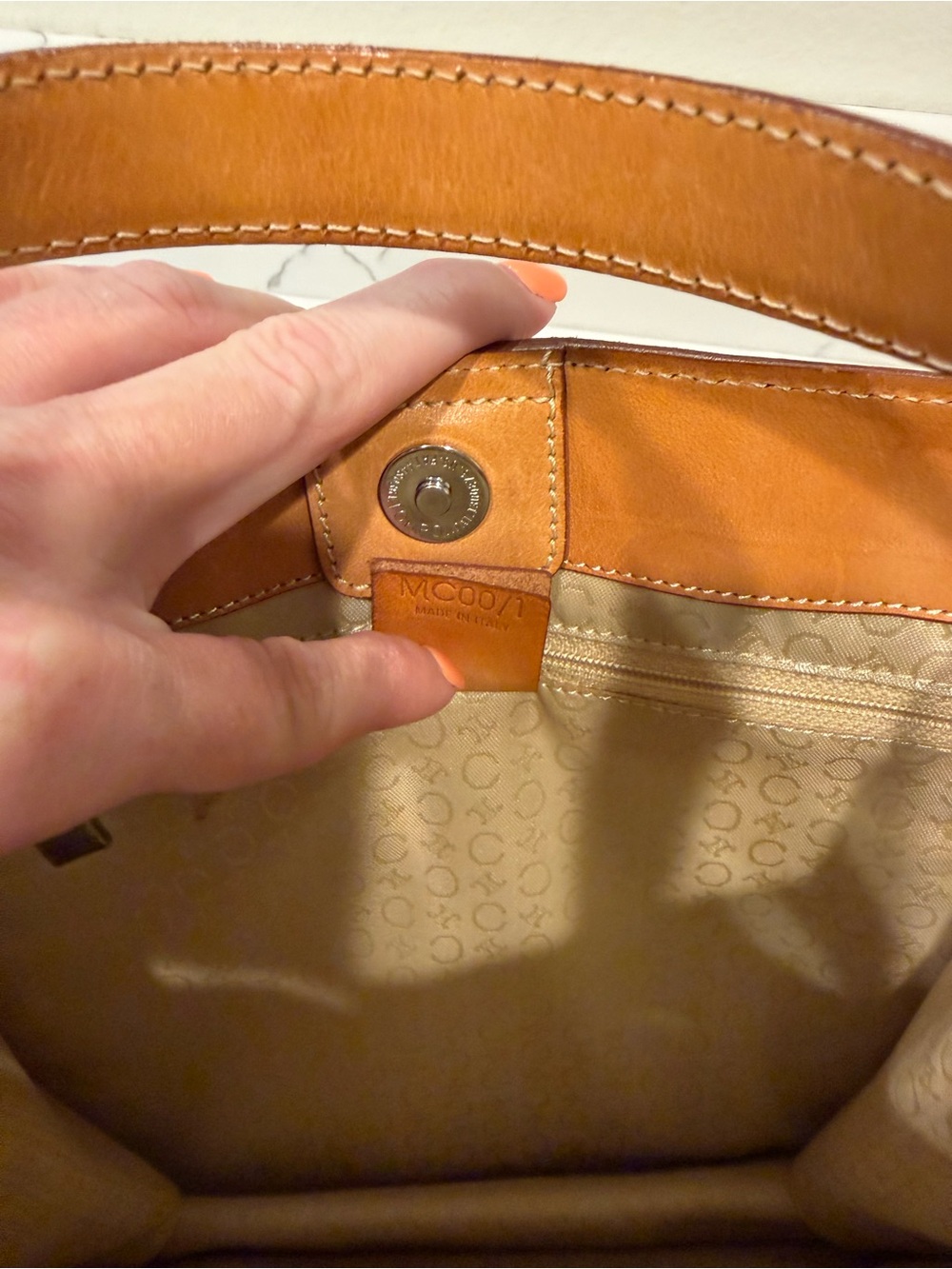 Celine Orange Suede Tote with Tan Leather Handles - Picture 9 of 12